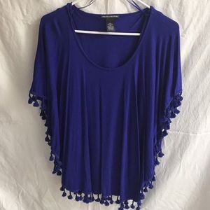 Bright Blue Fringed Top